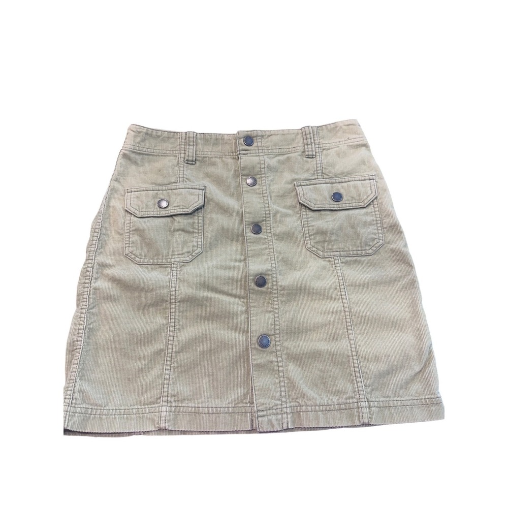 Tommy Hilfiger Womens‎ Lime Green Corduroy Button Front Mini Skirt Size 4